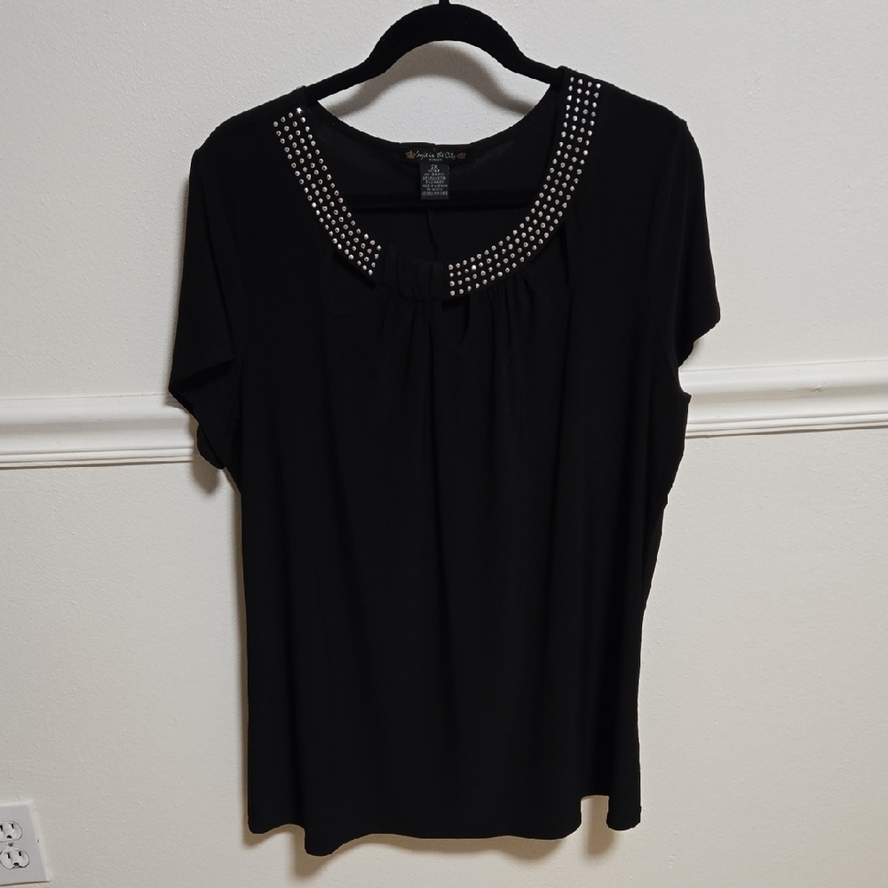 Suzie In The City Black Blouse with Silver Detailing